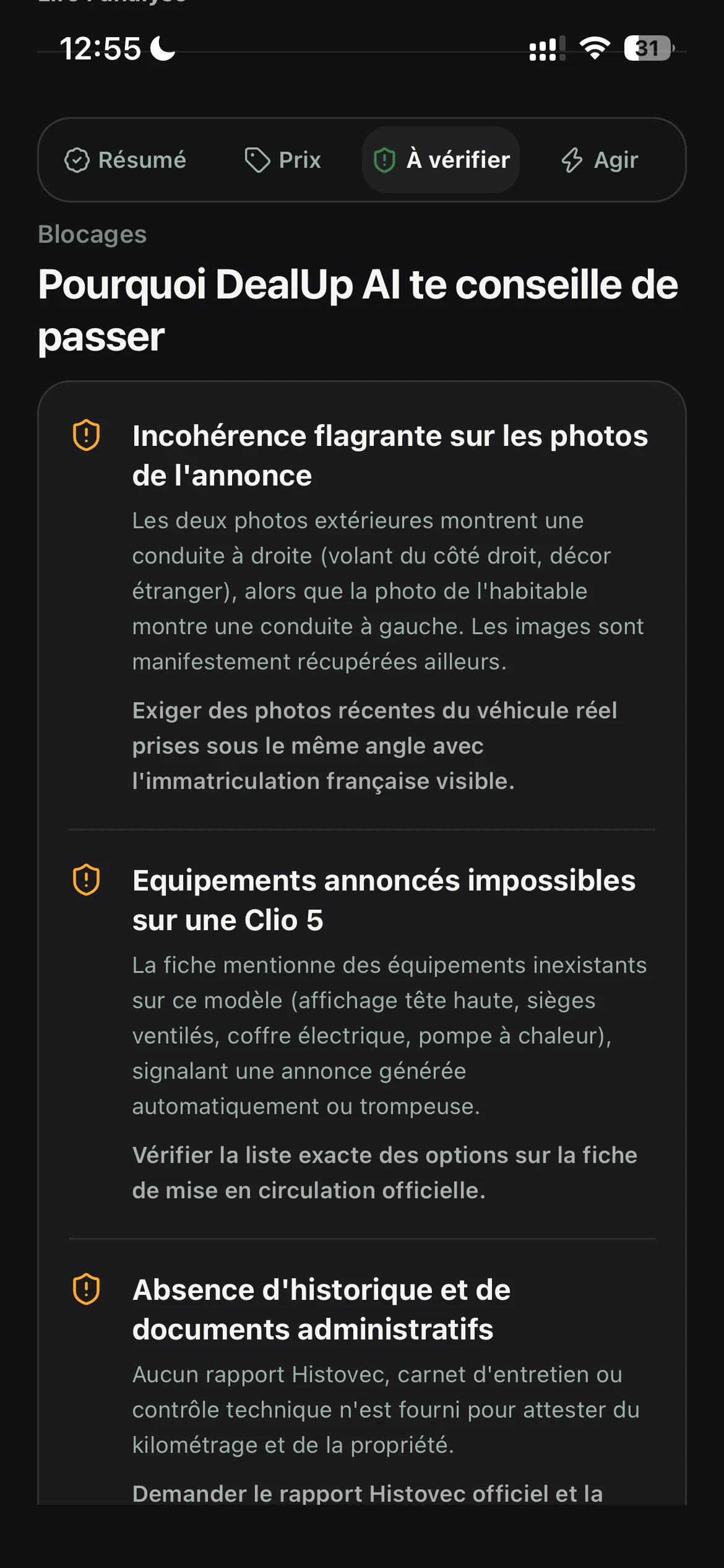 Vérifications prioritaires d’un rapport DealUp AI