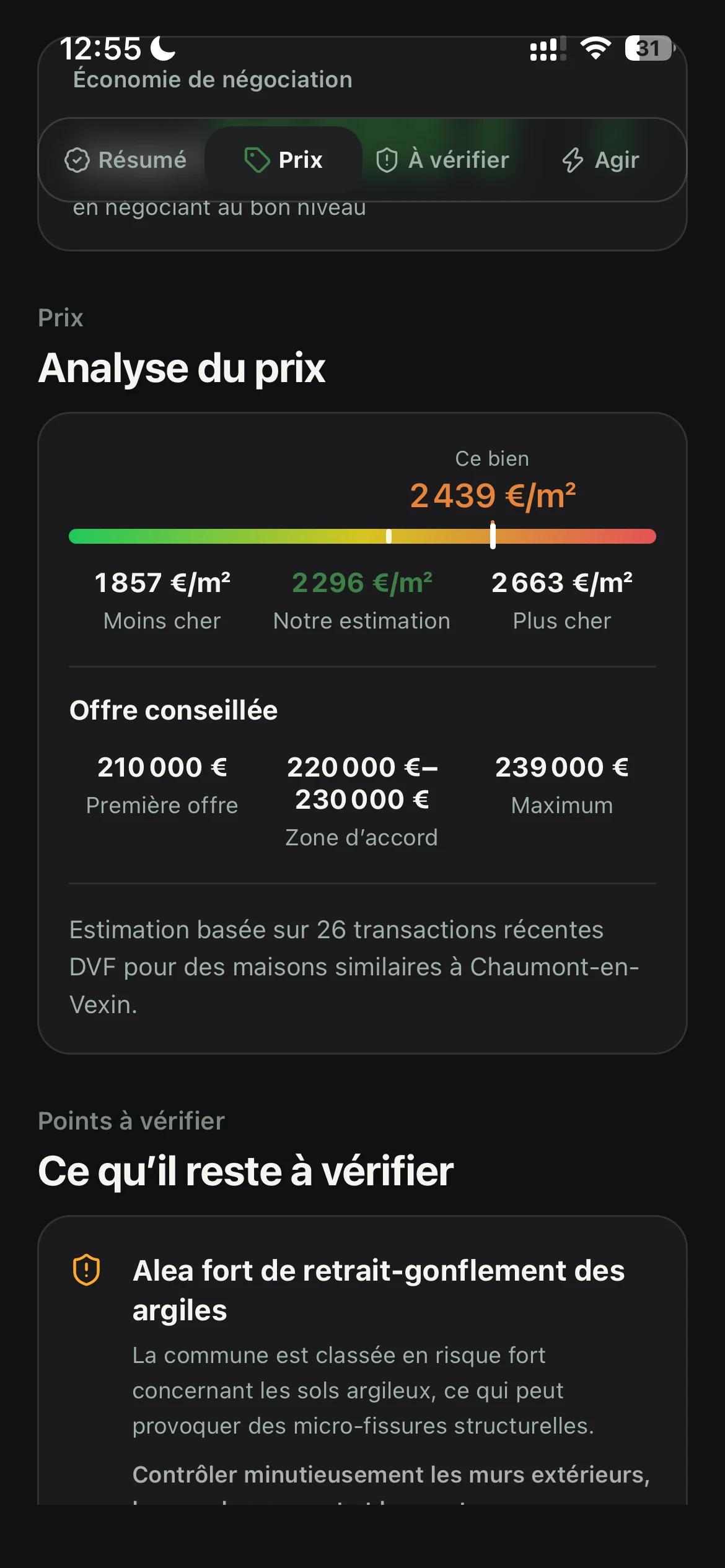 Analyse du prix immobilier DealUp AI