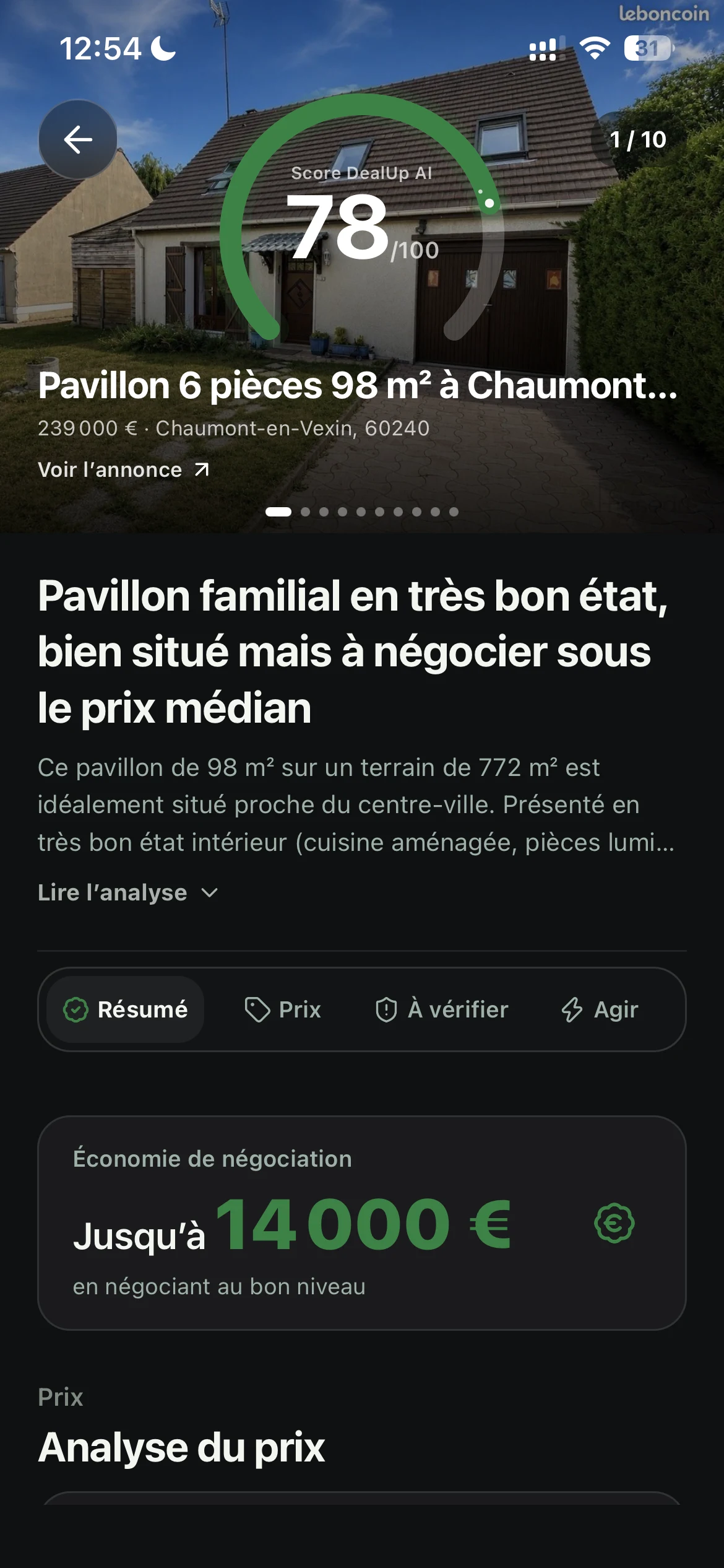 Résumé d’un rapport immobilier DealUp AI